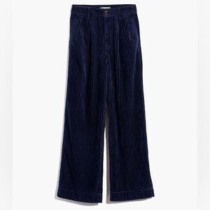 Madewell Women’s Pleated Wide Leg Corduroy Pants Navy Blue Size 4 EUC